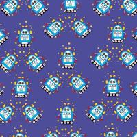 Seamless pattern with cute robot variations perfect for wrapping paper vector