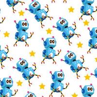 Seamless pattern with various cute robots perfect for wrapping paper vector