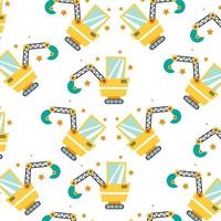 Seamless pattern with excavator perfect for wrapping paper vector