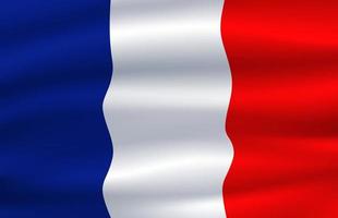 bandera de francia ondeando en el viento ilustración 3d vector