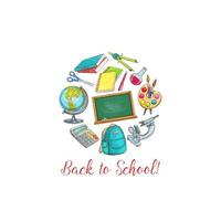 Back to school poster with supplies vector