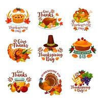 Thanksgiving day autumn holiday vector icons