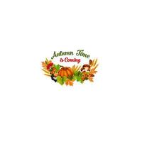 cartel de vector de tiempo de otoño de cosecha de otoño