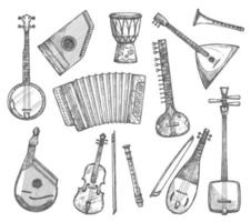 iconos de dibujo vectorial de instrumentos musicales vector