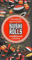 Japanese sushi roll restaurant, bar menu vector
