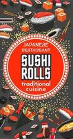 restaurante de rollos de sushi japonés, menú de bar vector