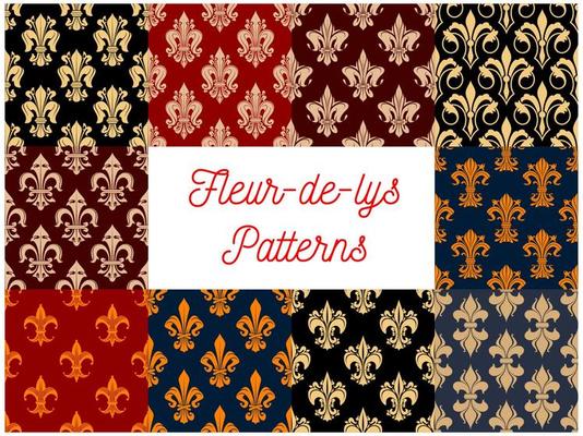 Fleur-de-lys royal seamless patterns