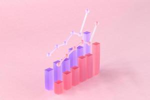 3D rendering of trading diagrams against pink background photo