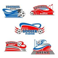 Football stadium and soccer sport arena icons vector