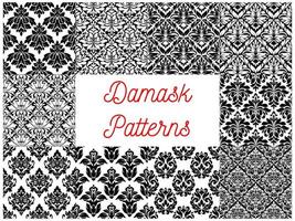 Damask seamless decor patterns vector