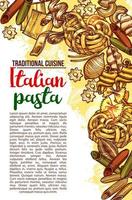 cartel de boceto de menú de restaurante de pasta italiana de vector