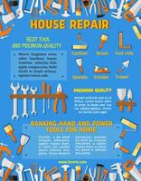 Vector poster template of house repair work tools