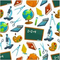 school vector seamless pattern of study supplies