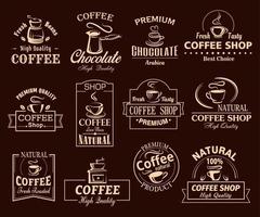 Coffee cup label set for cafe and shop design vector