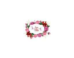 Save the Date wedding floral bouquet vector icon