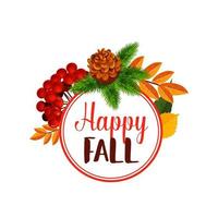 Autumn berry or happy leaf fall vector poster