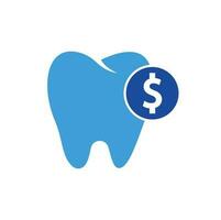 vector del logotipo del dólar dental. icono de vector de moneda de diente y dólar. símbolo de dinero de ahorro dental, ilustración de logotipo.