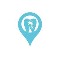 diseño del logotipo de odontología de la clínica dental. logotipo dental con el concepto de isla tropical. vector