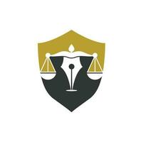 Pen Law Firm Vector Logo Design Template. Law logo vector with judicial balance symbolic of justice scale in a pen nib.