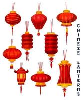 Chinese New Year red paper lanterns vector