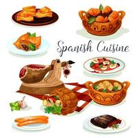 Spanish cuisine dinner menu poster design vector