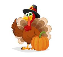 Thanksgiving Day. Funny cartoon character turkey vector