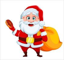 Santa Claus cartoon character with donut vector