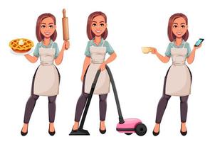 Housewife concept, young pretty stylish woman vector