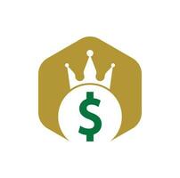 dólar rey logo diseños concepto vector. vector de icono de dinero de corona.