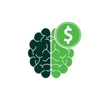 elemento de diseño de logotipo de icono de cerebro de dinero. diseño de icono de logotipo de cerebro de finanzas vector