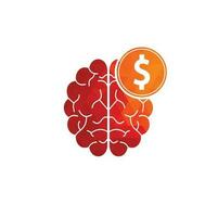 elemento de diseño de logotipo de icono de cerebro de dinero. diseño de icono de logotipo de cerebro de finanzas vector