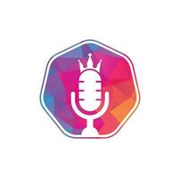 Podcast king vector logo design. King music logo design concept.