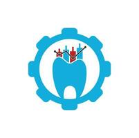 logo de icono de concepto de forma de engranaje de finanzas dentales. plantilla de diseño de logotipo de vector de estadística dental.