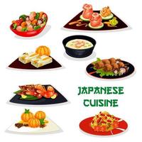 Japanese restaurant dinner icon of asian cuisine vector