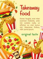 Fast food vector poster takeaway restaurant menu