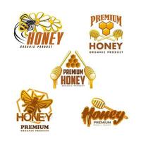 Honey bee premium organic product vector icons