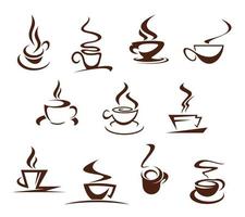vector, tazas de café, para, cafetería, café, iconos, conjunto vector