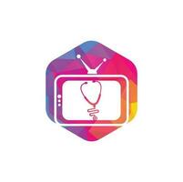Doctor tv logo design. Stethoscope tv logo icon template. vector