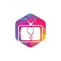 diseño del logotipo de la televisión médica. plantilla de icono de logotipo de tv de estetoscopio. vector