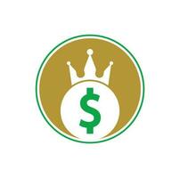 dólar rey logo diseños concepto vector. vector de icono de dinero de corona.