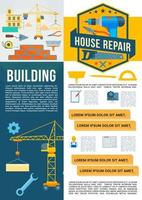 Vector building construction work tools poster