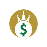 dólar rey logo diseños concepto vector. vector de icono de dinero de corona.