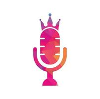 Podcast king vector logo design. King music logo design concept.