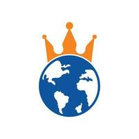 King Planet Vector Logo Design. Globe King Logo Icon Design.