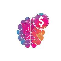 elemento de diseño de logotipo de icono de cerebro de dinero. diseño de icono de logotipo de cerebro de finanzas vector