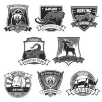 Hunting club safari hunt open season vector icons