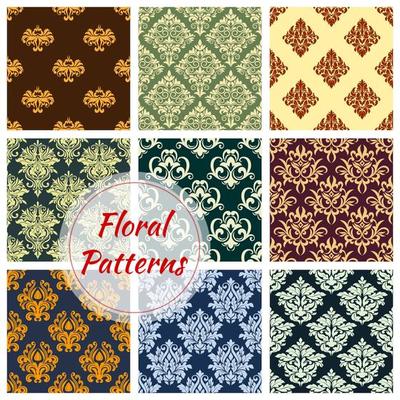 Floral seamless pattern of damask flower ornament