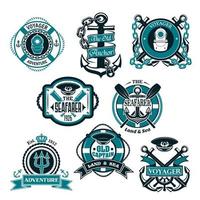 Vector icons set of nautical and marine symbols