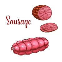 Vector sausage salami meat sketch icon