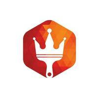 King paint vector logo design. Crown and paint brush icon.